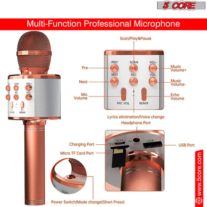 5 Core Microphone Wireless Karaoke Mic With Speaker 3 in 1 Portable Bluetooth Microfono Inalambrico image 3