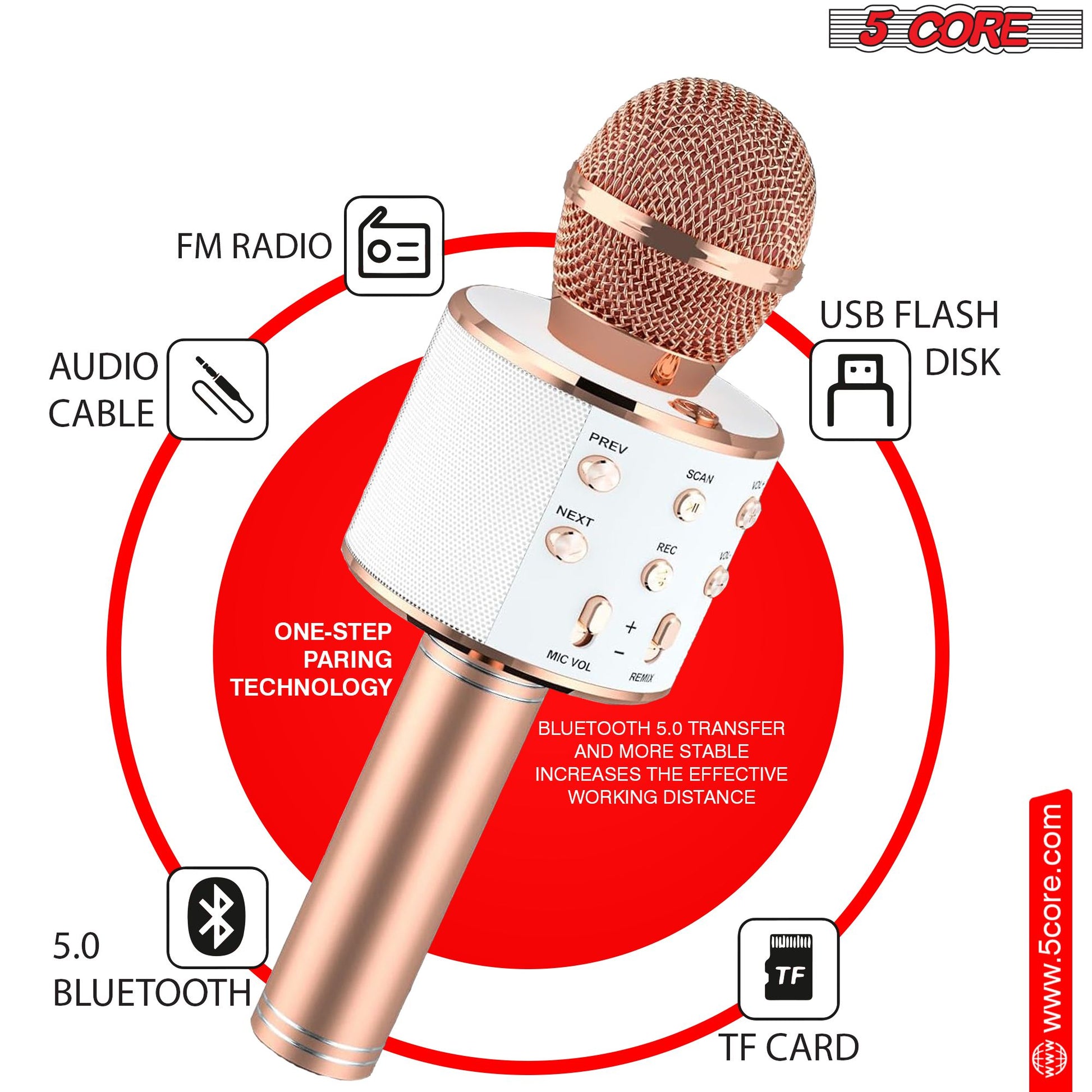 5 Core Microphone Wireless Karaoke Mic With Speaker 3 in 1 Portable Bluetooth Microfono Inalambrico image 7