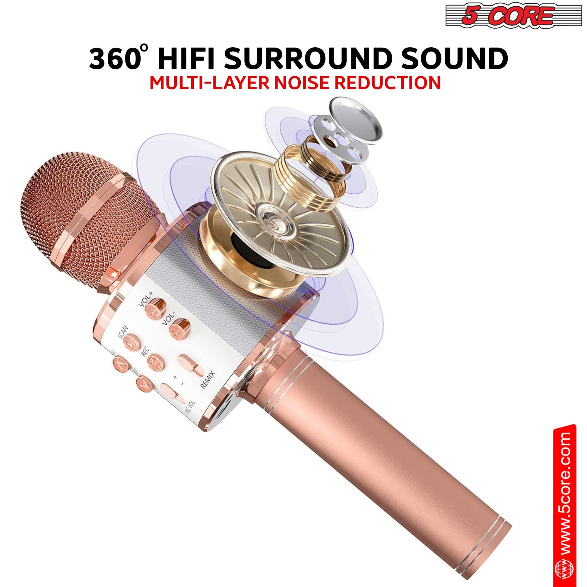5 Core Microphone Wireless Karaoke Mic With Speaker 3 in 1 Portable Bluetooth Microfono Inalambrico image 4