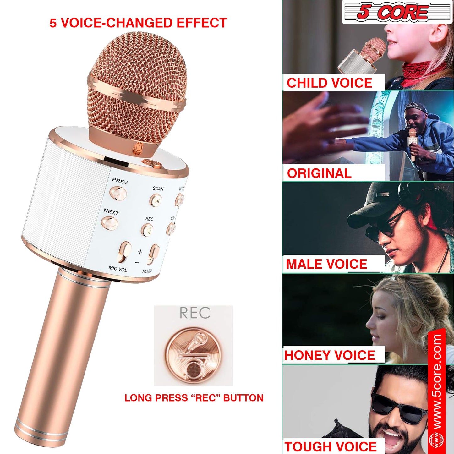 5 Core Microphone Wireless Karaoke Mic With Speaker 3 in 1 Portable Bluetooth Microfono Inalambrico image 5