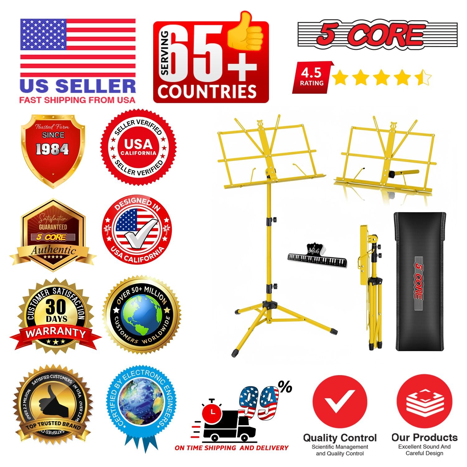 5 Core Music Stand Adjustable 57" Desktop Book Stands Sheet Holder All Metal Portable Bookstand image 9