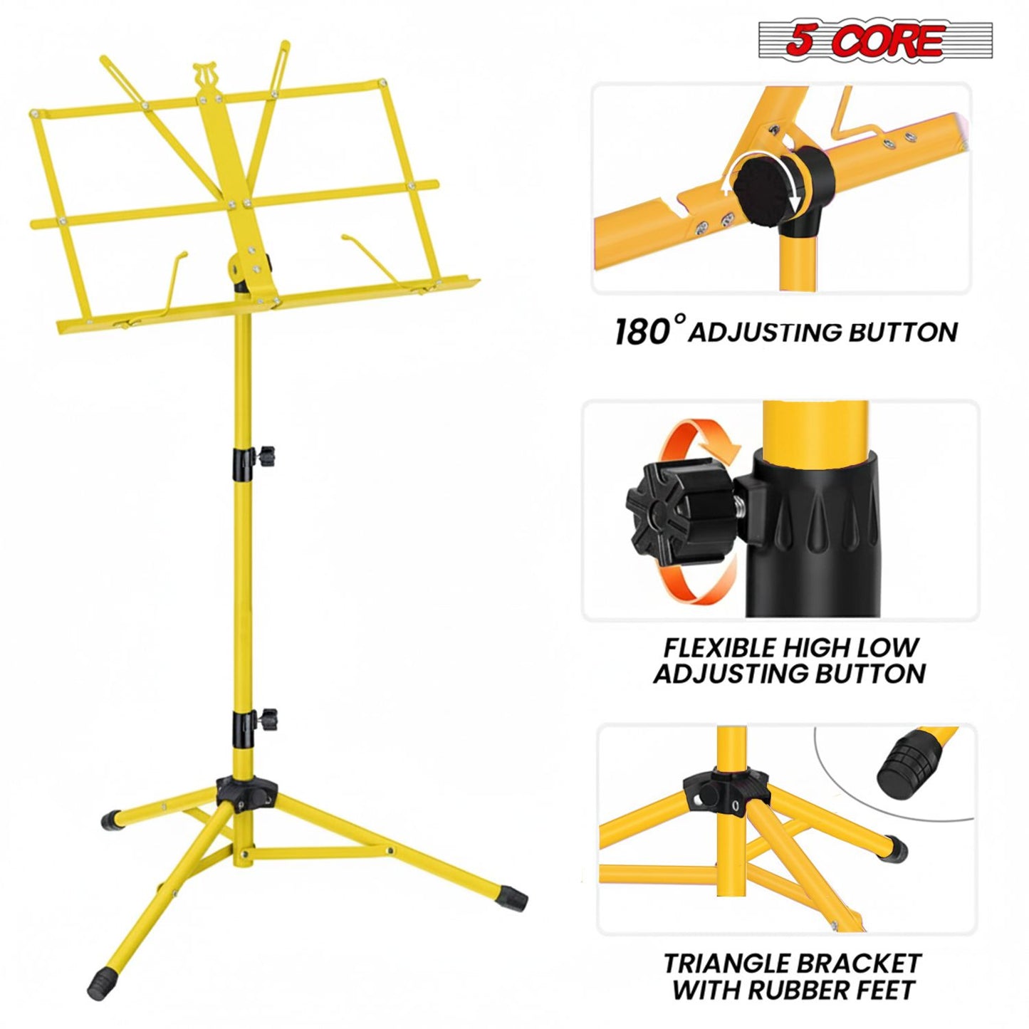 5 Core Music Stand Adjustable 57" Desktop Book Stands Sheet Holder All Metal Portable Bookstand image 4
