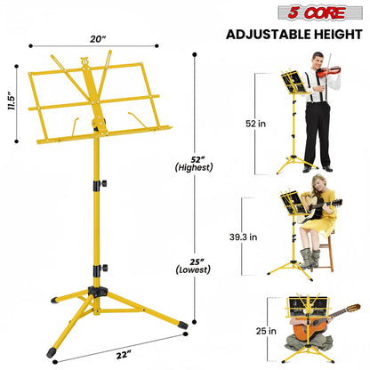 5 Core Music Stand Adjustable 57" Desktop Book Stands Sheet Holder All Metal Portable Bookstand image 2