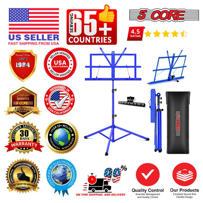 5 Core Music Stand Adjustable Desktop Book Stands Portable Sheet Holder All Metal Foldable Bookstand - MUS FLD BLU image 8