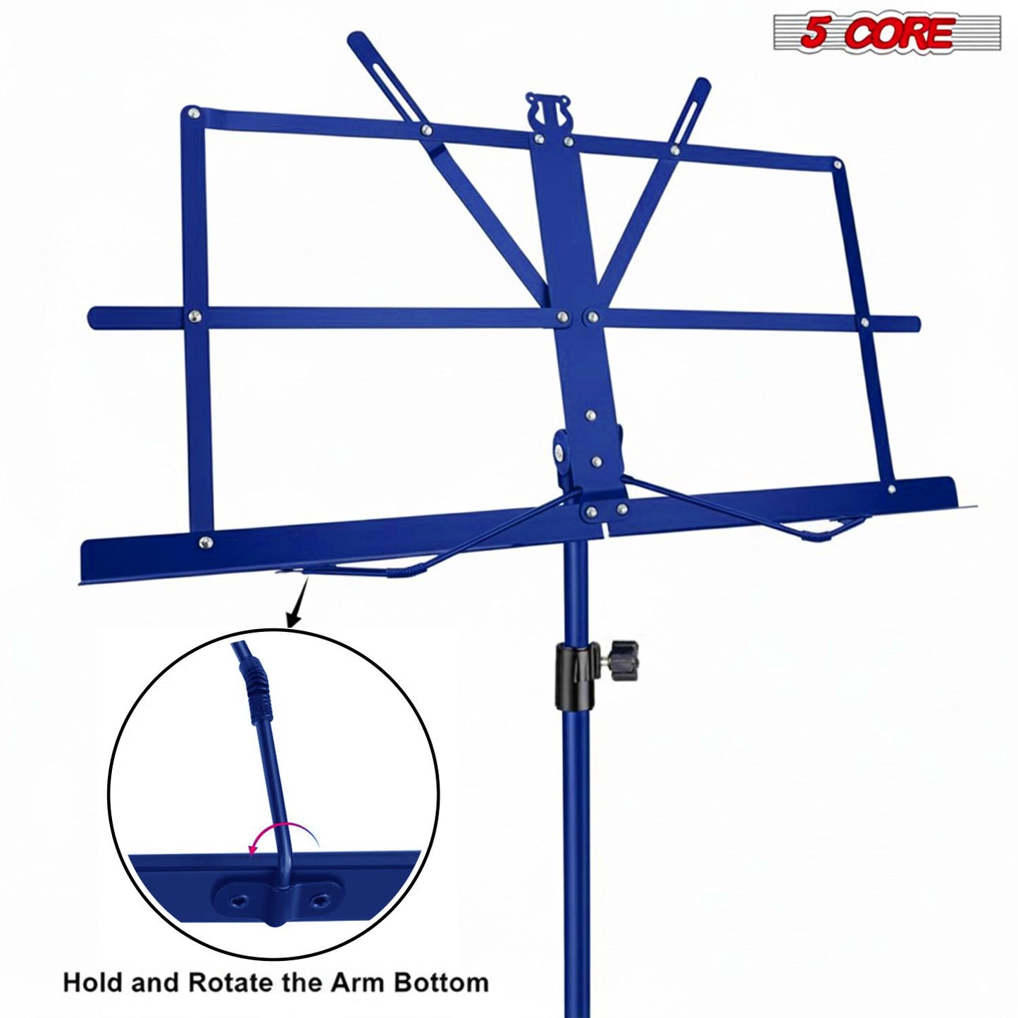 5 Core Music Stand Adjustable Desktop Book Stands Portable Sheet Holder All Metal Foldable Bookstand - MUS FLD BLU image 5