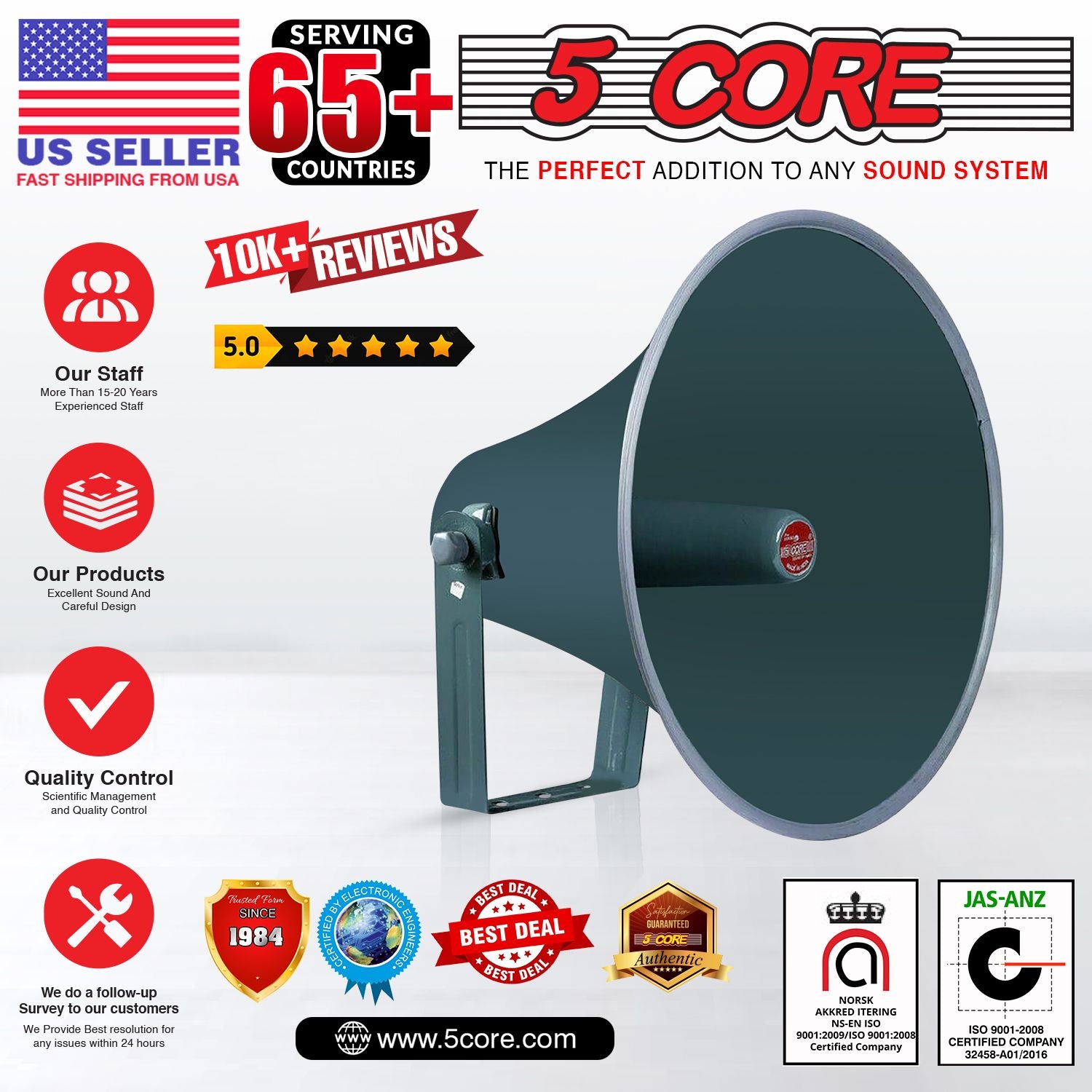 5 Core Outdoor PA Paging Horn Loud Speaker 16 Inch PA Speaker Weatherproof with mounting Bracket - RH 16 image 9
