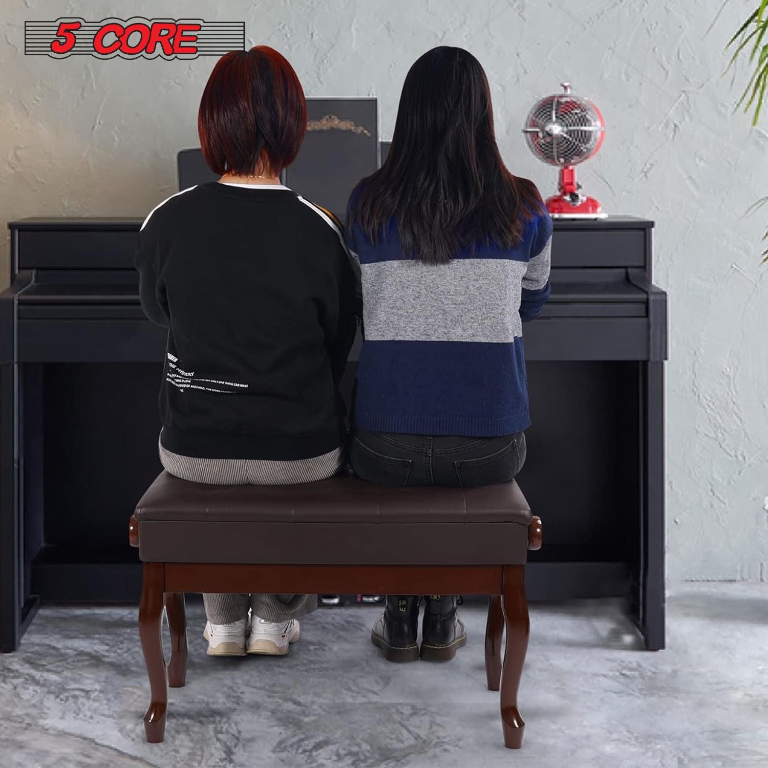 5 Core Piano Bench Wooden Height Adjustable Stool Heavy Duty Keyboard Seat with Storage - PNB WD HD BR image 11