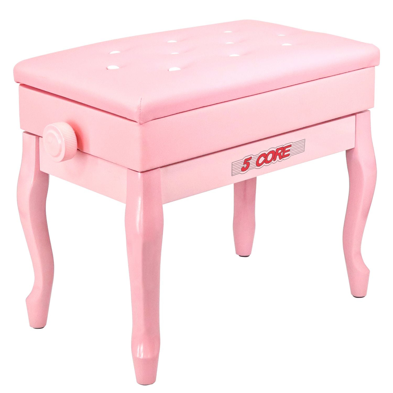 5 Core Piano Bench Wooden Height Adjustable Stool Heavy Duty Keyboard Seat with Storage - PNB WD HD PNK image 1