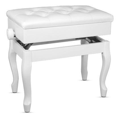 5 Core Piano Bench Wooden Height Adjustable Stool Heavy Duty Keyboard Seat with Storage - PNB WD HD WH image 1