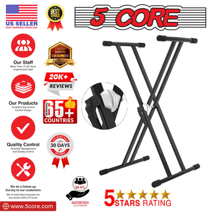 5 CORE Piano Keyboard Stand Double X Style Heavy Duty Adjustable Digital Electric Piano Riser Durable & Sturdy Music Syn image 5