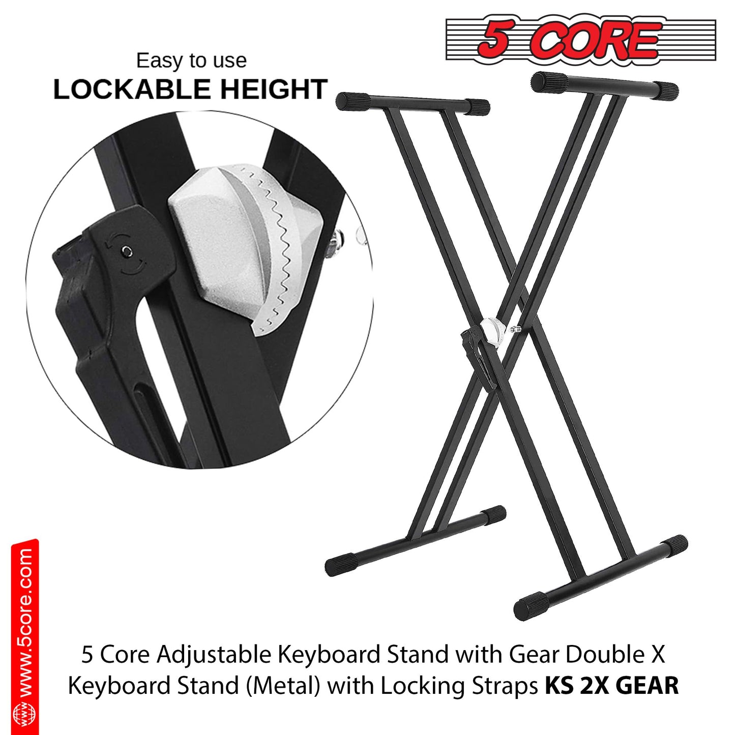 5 CORE Piano Keyboard Stand Double X Style Heavy Duty Adjustable Digital Electric Piano Riser Durable & Sturdy Music Syn image 8