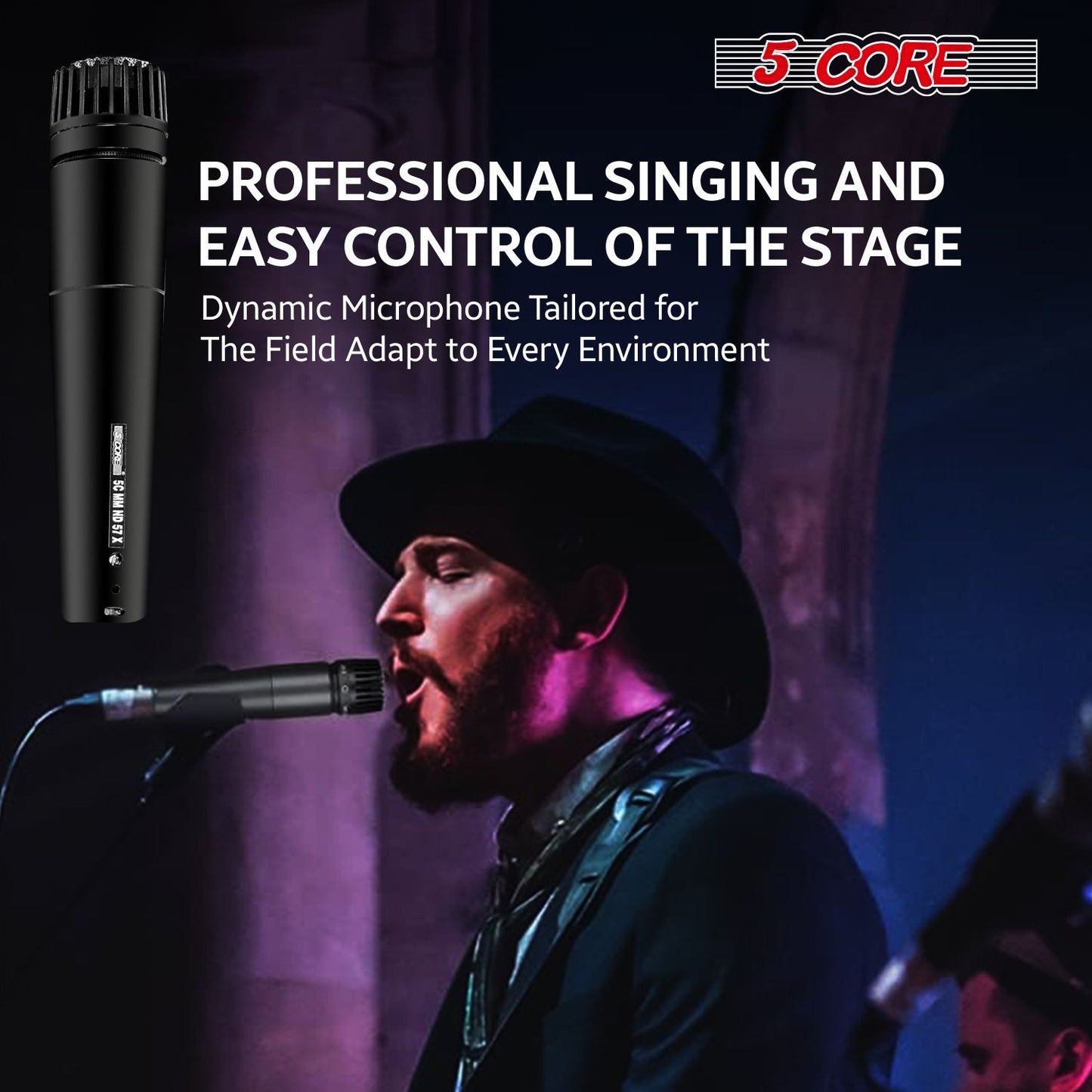 5 CORE Professional Dynamic Vocal Microphone Neodymium Cardioid Unidirectional Handheld Mic for Singing Karaoke Steel Me image 3