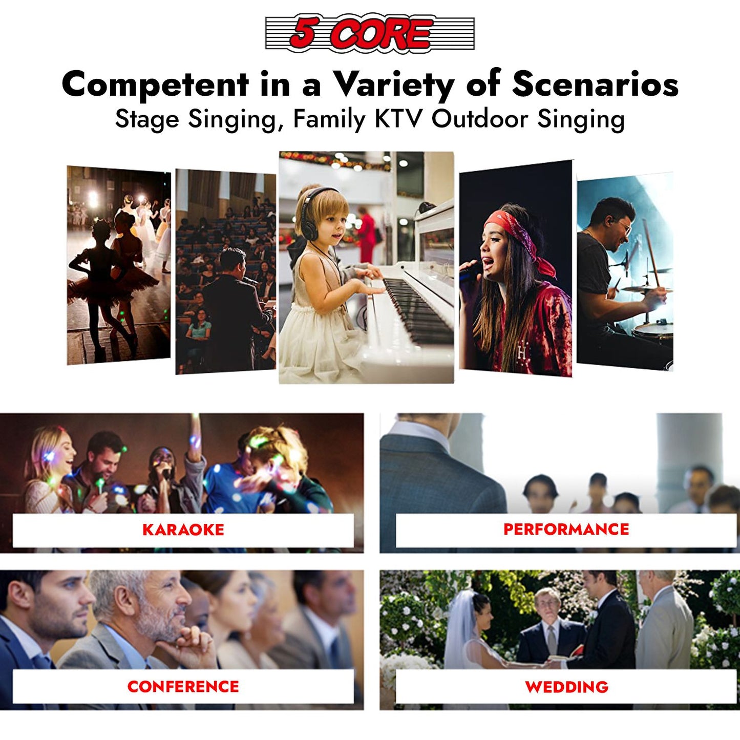 5 CORE Professional Dynamic Vocal Microphone Neodymium Cardioid Unidirectional Handheld Mic for Singing Karaoke Steel Me image 11