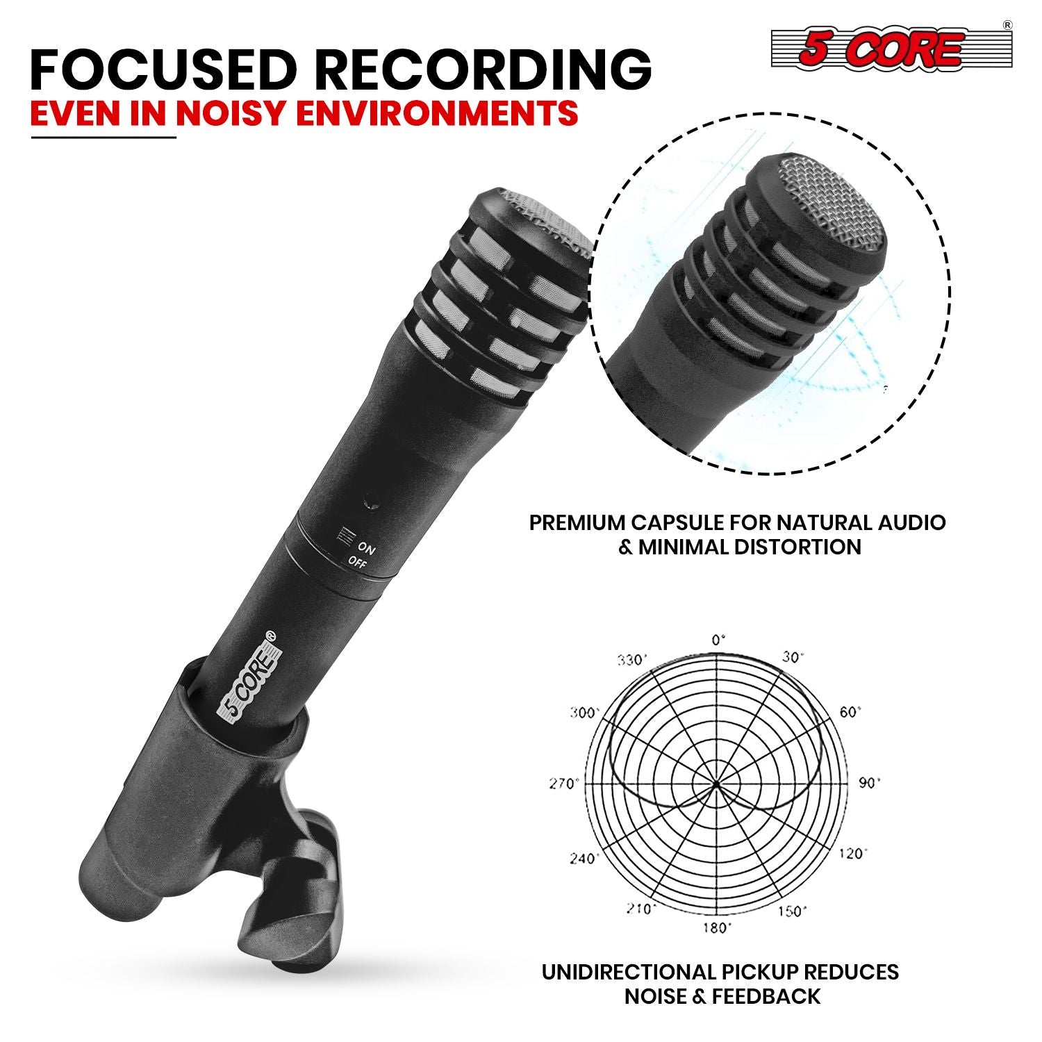 5 CORE Professional Instrument Microphone Pencil Mic Condenser Cardioid Unidirectional Stick Microfono with Windscreen M image 4