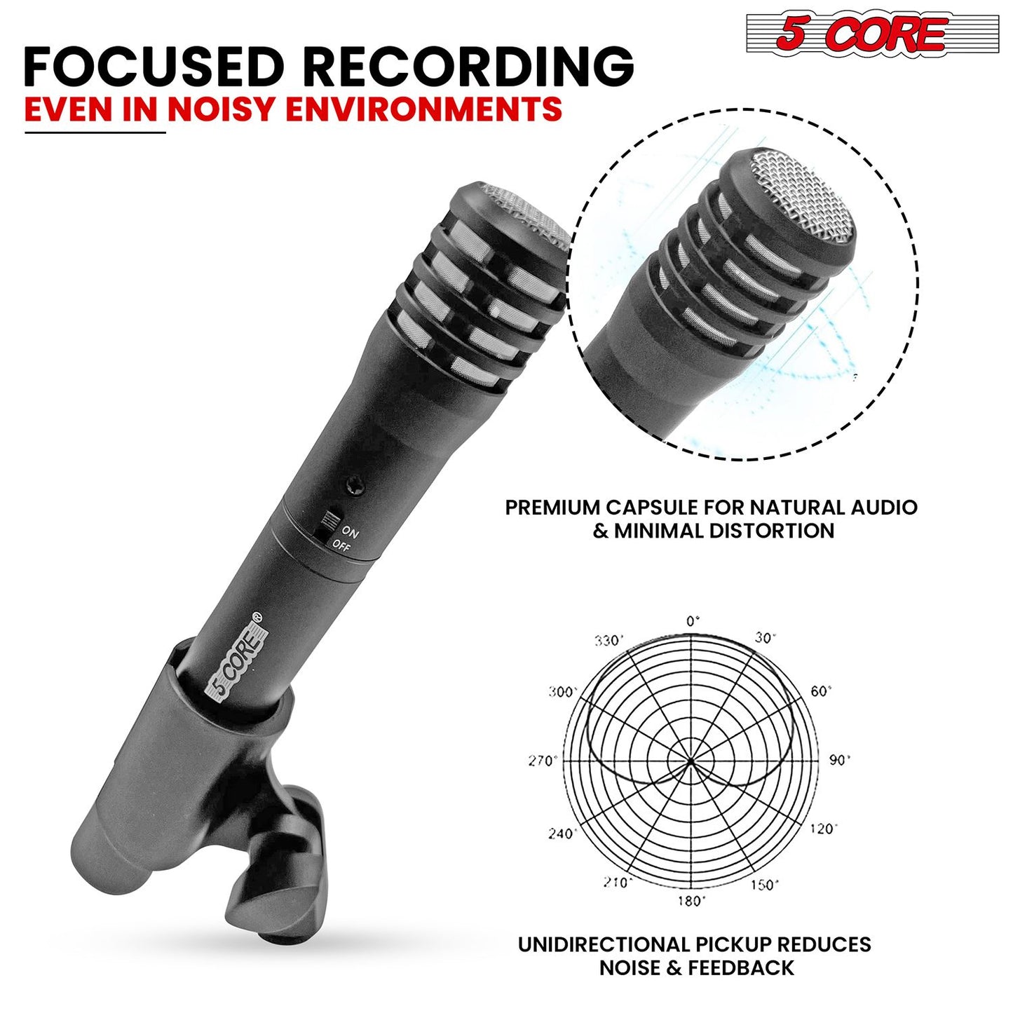 5 CORE Professional Instrument Microphone Pencil Mic Condenser Cardioid Unidirectional Stick Microfono with Windscreen M image 5