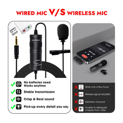 5 Core Professional Omnidirectional Lavalier Microphone 3.5mm Clip-On Lapel Mic for Smartphone DSLR Camera PC Interview  image 11