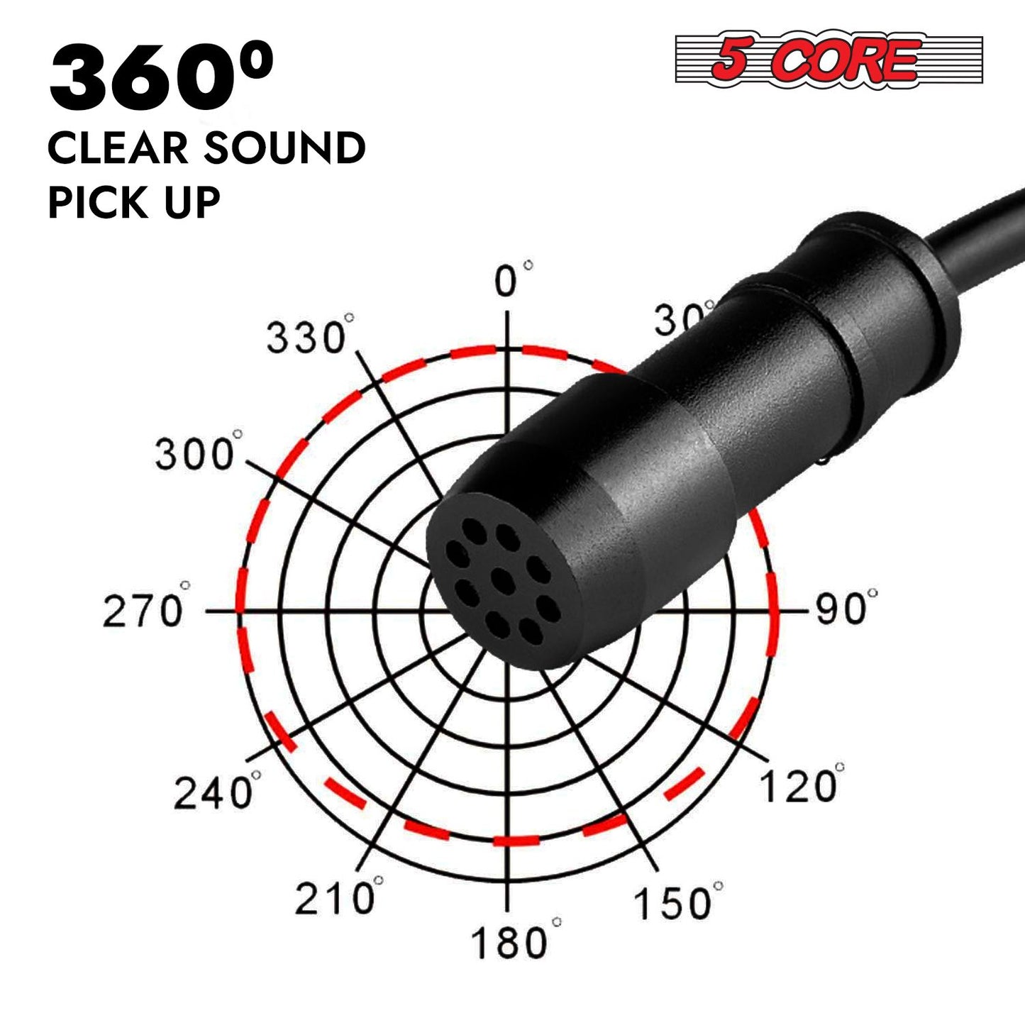 5 Core Professional Omnidirectional Lavalier Microphone 3.5mm Clip-On Lapel Mic for Smartphone DSLR Camera PC Interview  image 2
