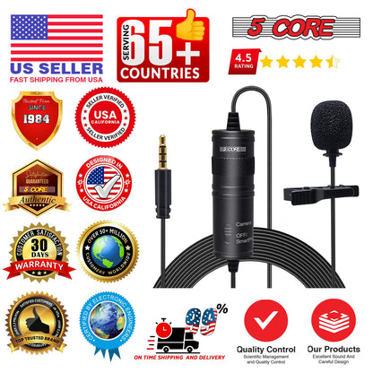 5 Core Professional Omnidirectional Lavalier Microphone 3.5mm Clip-On Lapel Mic for Smartphone DSLR Camera PC Interview  image 10