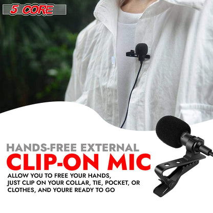 5 Core Professional Omnidirectional Lavalier Microphone 3.5mm Clip-On Lapel Mic for Smartphone DSLR Camera PC Interview  image 5