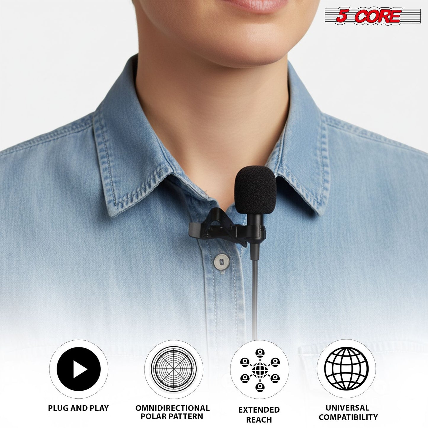 5 Core Professional Omnidirectional Lavalier Microphone 3.5mm Clip-On Lapel Mic for Smartphone DSLR Camera PC Interview  image 17