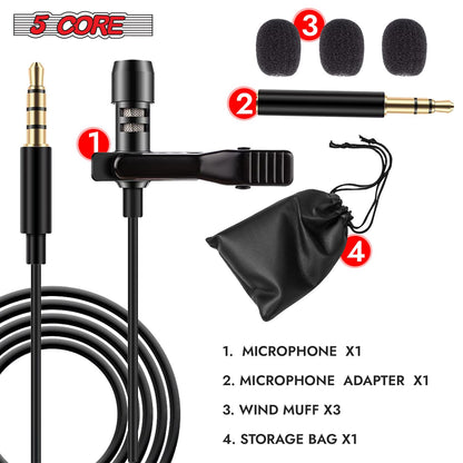 5 Core Professional Omnidirectional Lavalier Microphone 3.5mm Clip-On Lapel Mic for Smartphone DSLR Camera PC Interview  image 8
