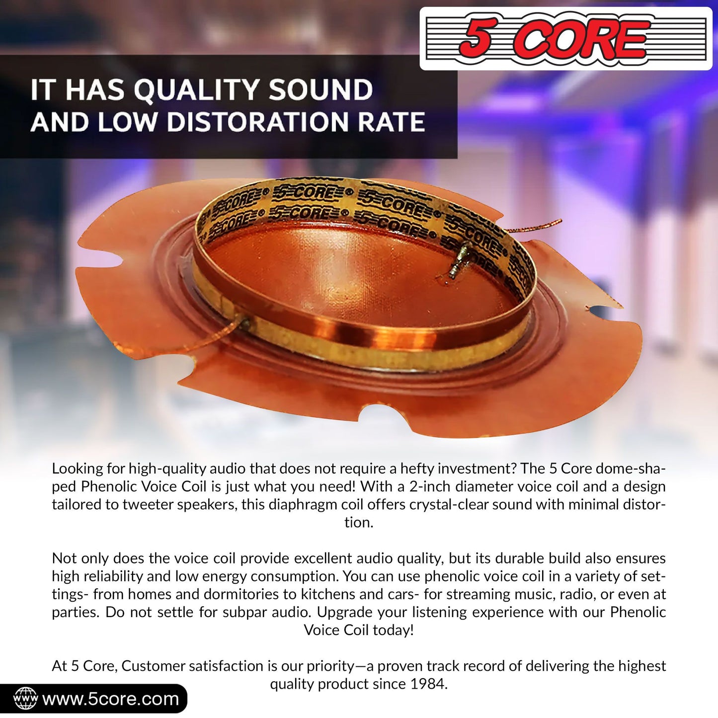 5 Core Replacement Diaphragm 50Pc Titanium Universal 2" Phenolic Compression Driver Horn Voice Coil - DP1 50PCS image 5