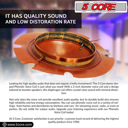 5 Core Replacement Diaphragm 50Pc Titanium Universal 2" Phenolic Compression Driver Horn Voice Coil - DP1 50PCS image 5
