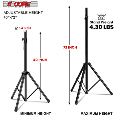 5 Core Speaker Stand Height Adjustable PA DJ Tripod Studio Monitor Stands w 35mm Compatible Insert - SS ECO 1PK BLK WoB image 9