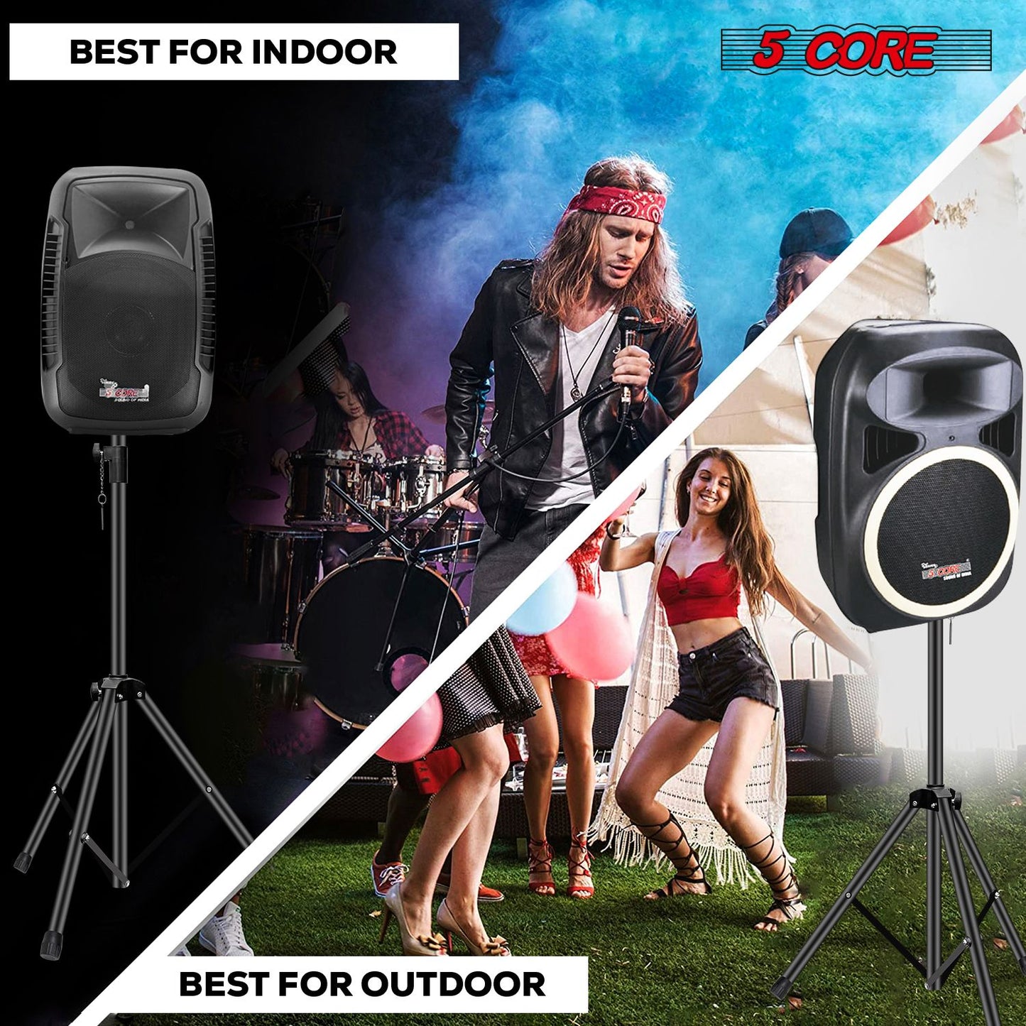5 Core Speaker Stand Height Adjustable PA DJ Tripod Studio Monitor Stands w 35mm Compatible Insert - SS ECO 1PK BLK WoB image 4