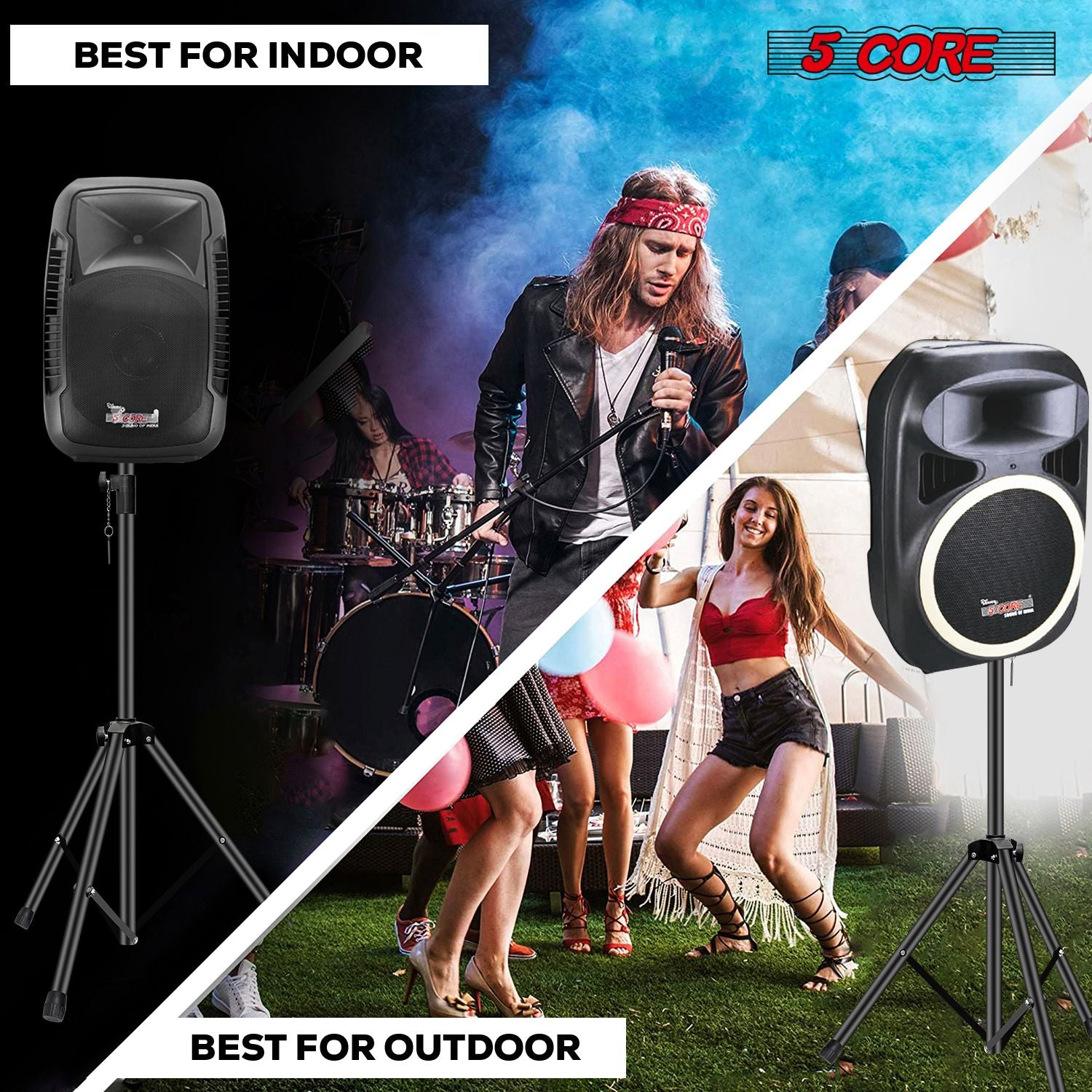 5 Core Speaker Stand Height Adjustable PA DJ Tripod Studio Monitor Stands w 35mm Compatible Insert - SS ECO 1PK BLK WoB image 4