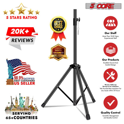 5 Core Speaker Stand Height Adjustable PA DJ Tripod Studio Monitor Stands w 35mm Compatible Insert - SS ECO 1PK BLK WoB image 12