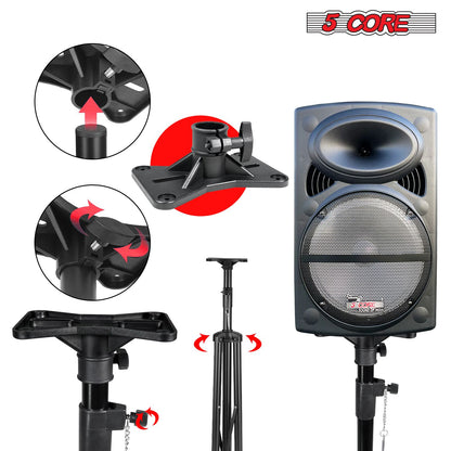 5 Core Speaker Stand Height Adjustable PA DJ Tripod Studio Monitor Stands w 35mm Compatible Insert - SS ECO 1PK BLK WoB image 13