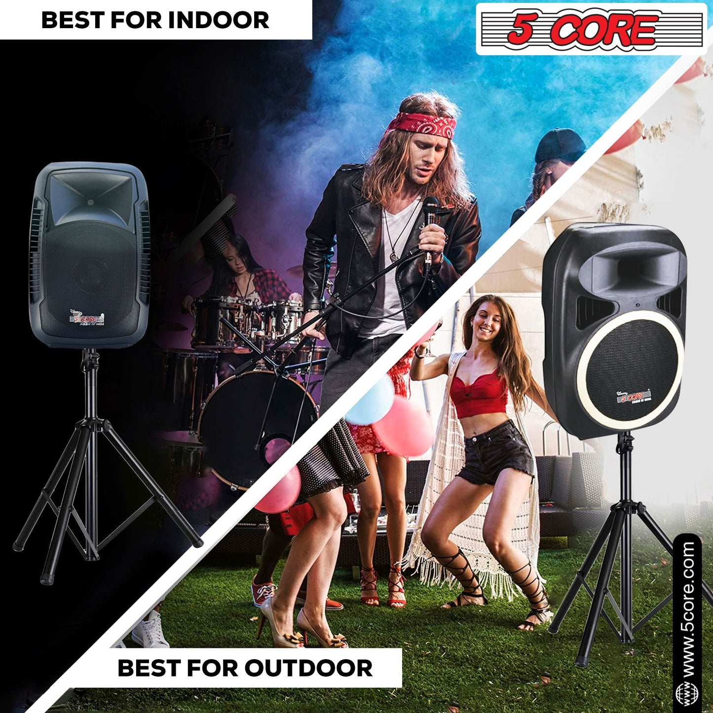 5 Core Speaker Stand Tripod Floor Adjustable Up to 48 Inch DJ Studio Monitor Stands Short Pole Mount - SS HD 1PK 4FT image 19
