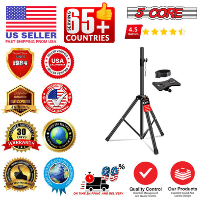 5 Core Speaker Stand Tripod Floor Adjustable Up to 48 Inch DJ Studio Monitor Stands Short Pole Mount - SS HD 1PK 4FT image 10