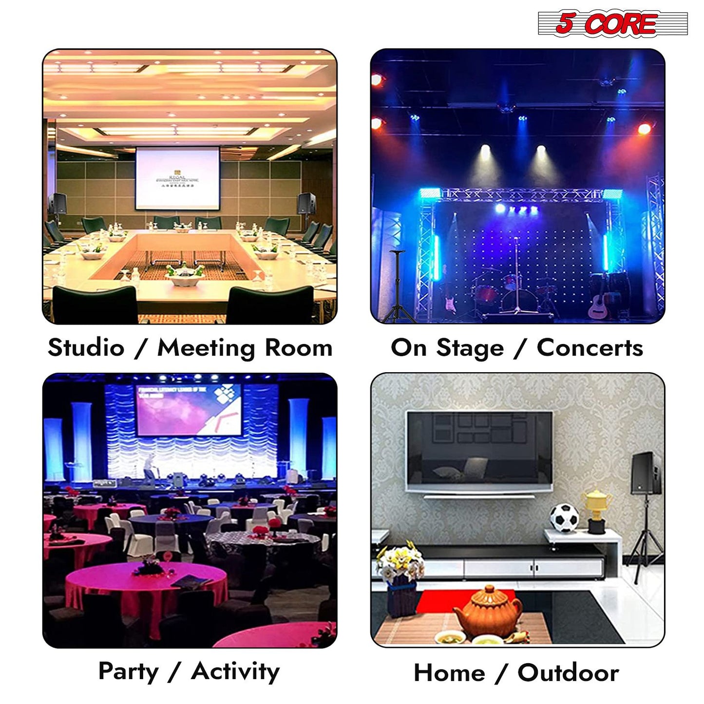 5 Core Speaker Stand Tripod Floor Adjustable Up to 48 Inch DJ Studio Monitor Stands Short Pole Mount - SS HD 1PK 4FT image 11