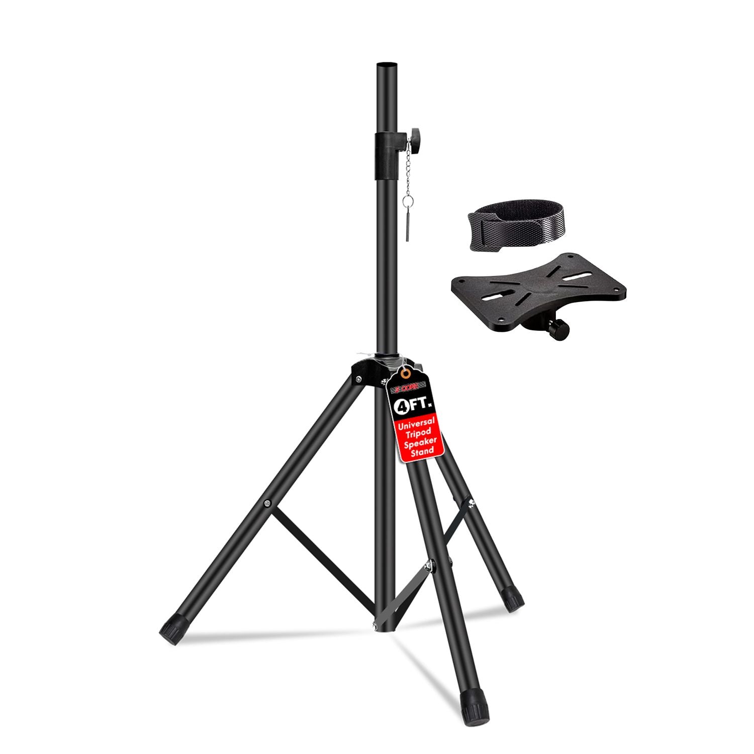 5 Core Speaker Stand Tripod Floor Adjustable Up to 48 Inch DJ Studio Monitor Stands Short Pole Mount - SS HD 1PK 4FT image 1
