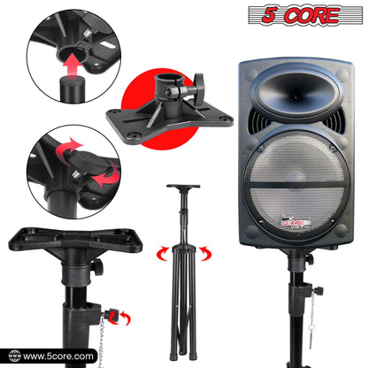 5 Core Speaker Stand Tripod Floor Adjustable Up to 48 Inch DJ Studio Monitor Stands Short Pole Mount - SS HD 1PK 4FT image 16