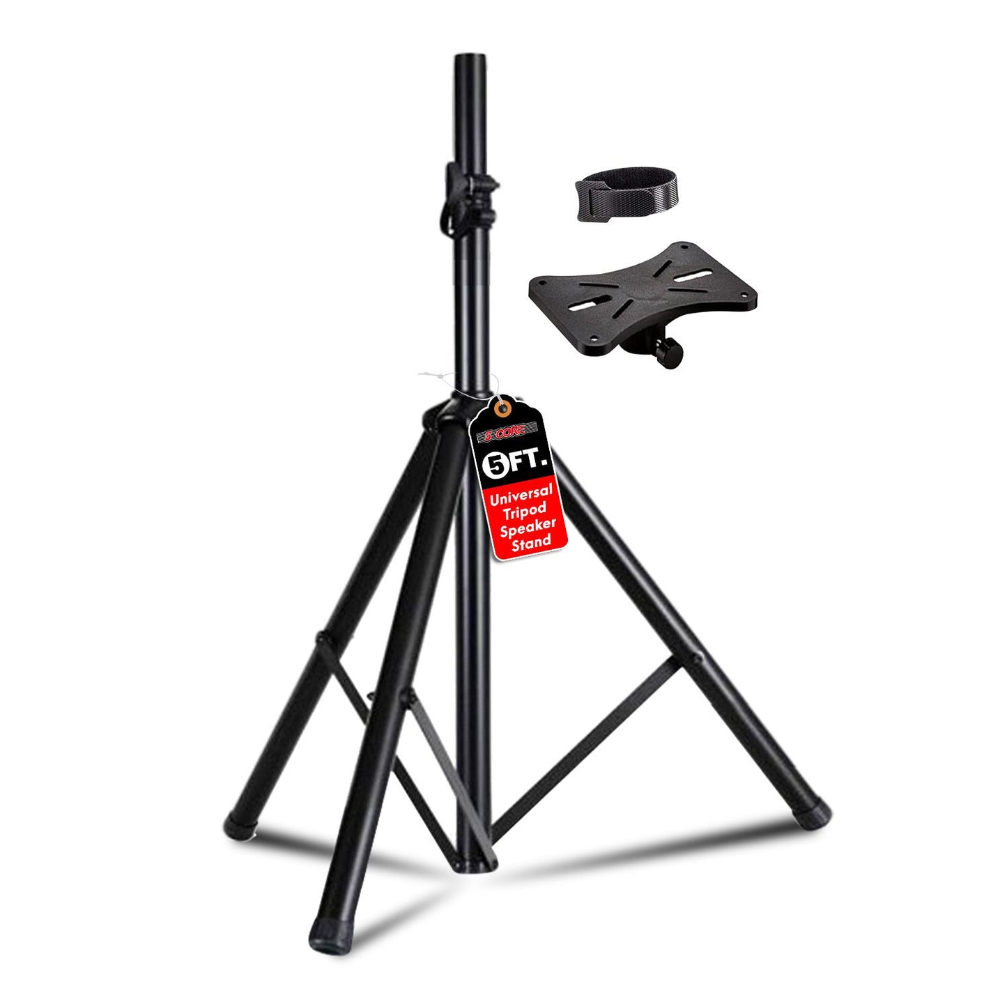 5 Core Speaker Stand Tripod Floor Adjustable Up to 48 Inch DJ Studio Monitor Stands Short Pole Mount - SS HD 1PK 4FT image 12