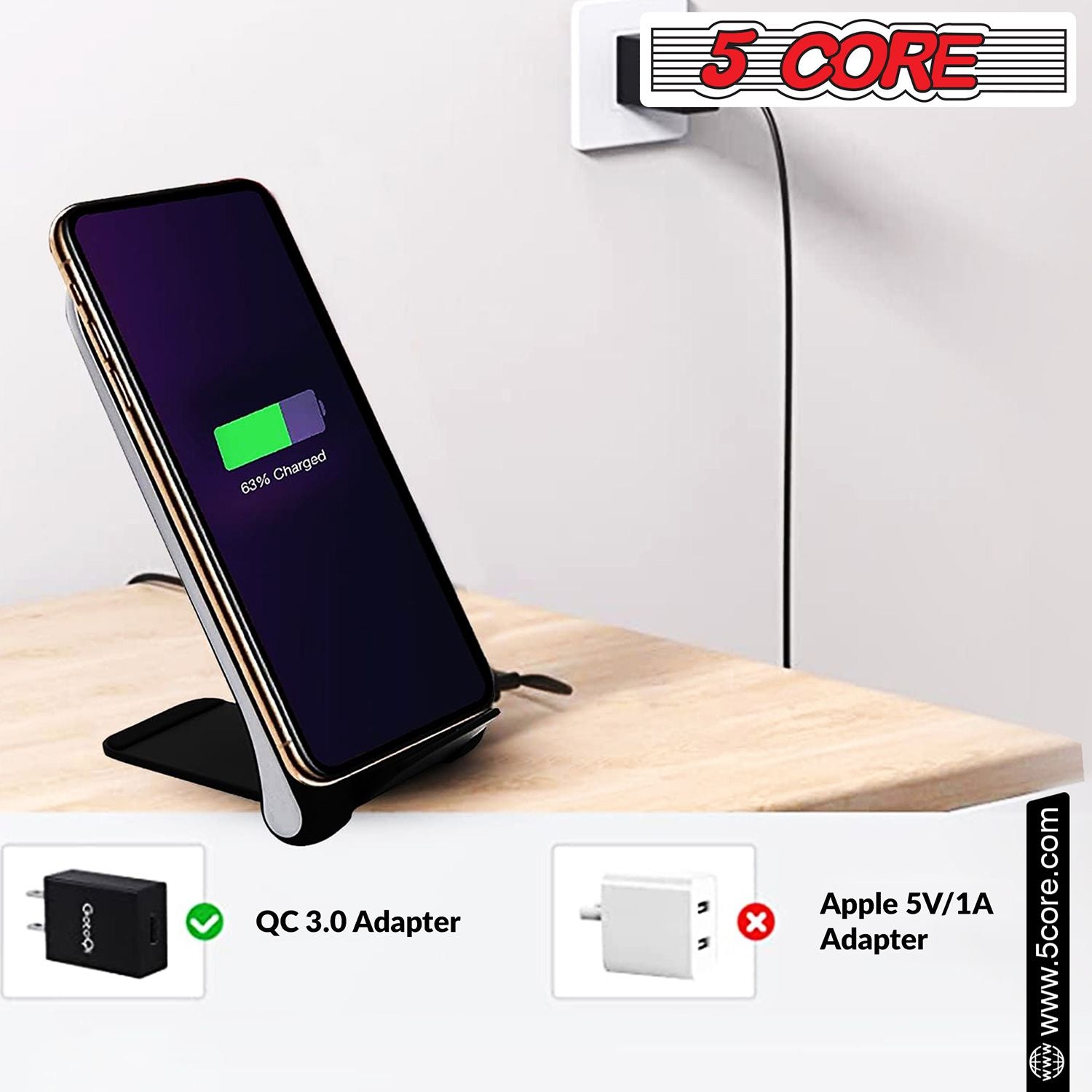 5 Core Wireless Charger 10W Max Fast Wireless Charging Pad Glass Top Pair Boostcharge Slim USB-C image 3