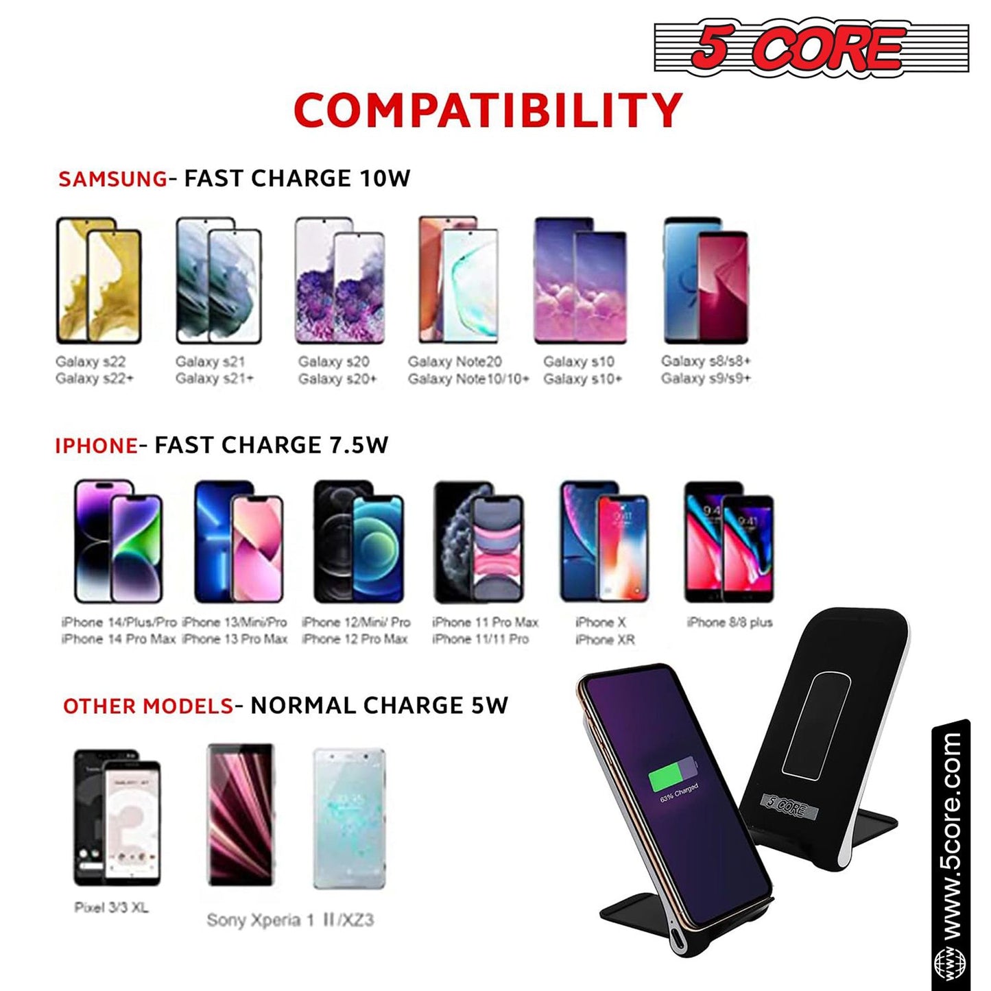 5 Core Wireless Charger 10W Max Fast Wireless Charging Pad Glass Top Pair Boostcharge Slim USB-C image 10
