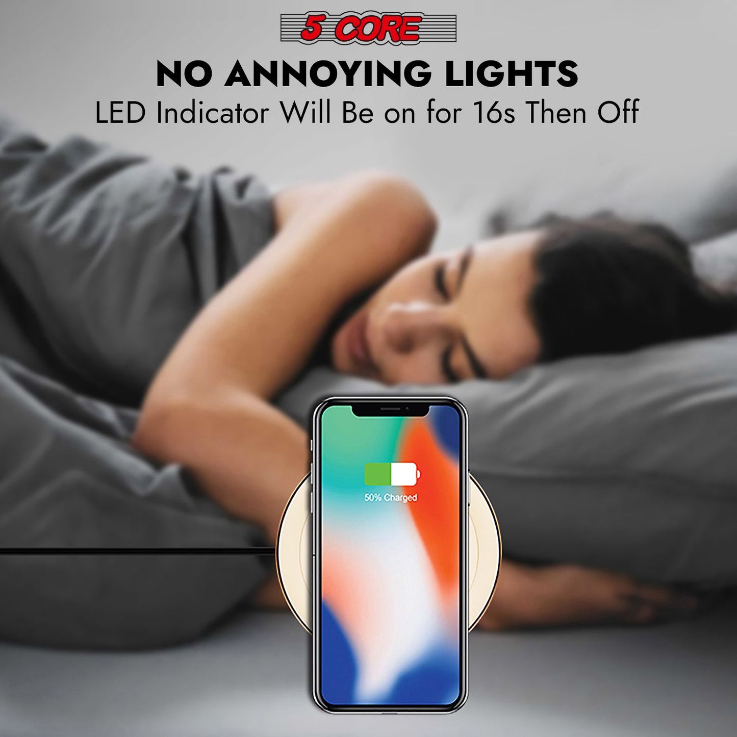 5 Core Wireless Charging Pad 15W Qi-Certified Max Fast Wire Less Phone Charger Glass Top Slim USB-C - CDKW04 W image 6
