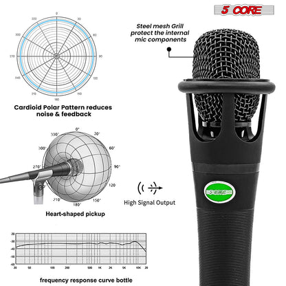 5 CORE XLR Dynamic Metal Mic Audio, Ideal for Singing, Captures Source Sound, Sturdy & Durable, Includes XLR Cable - MIC image 2