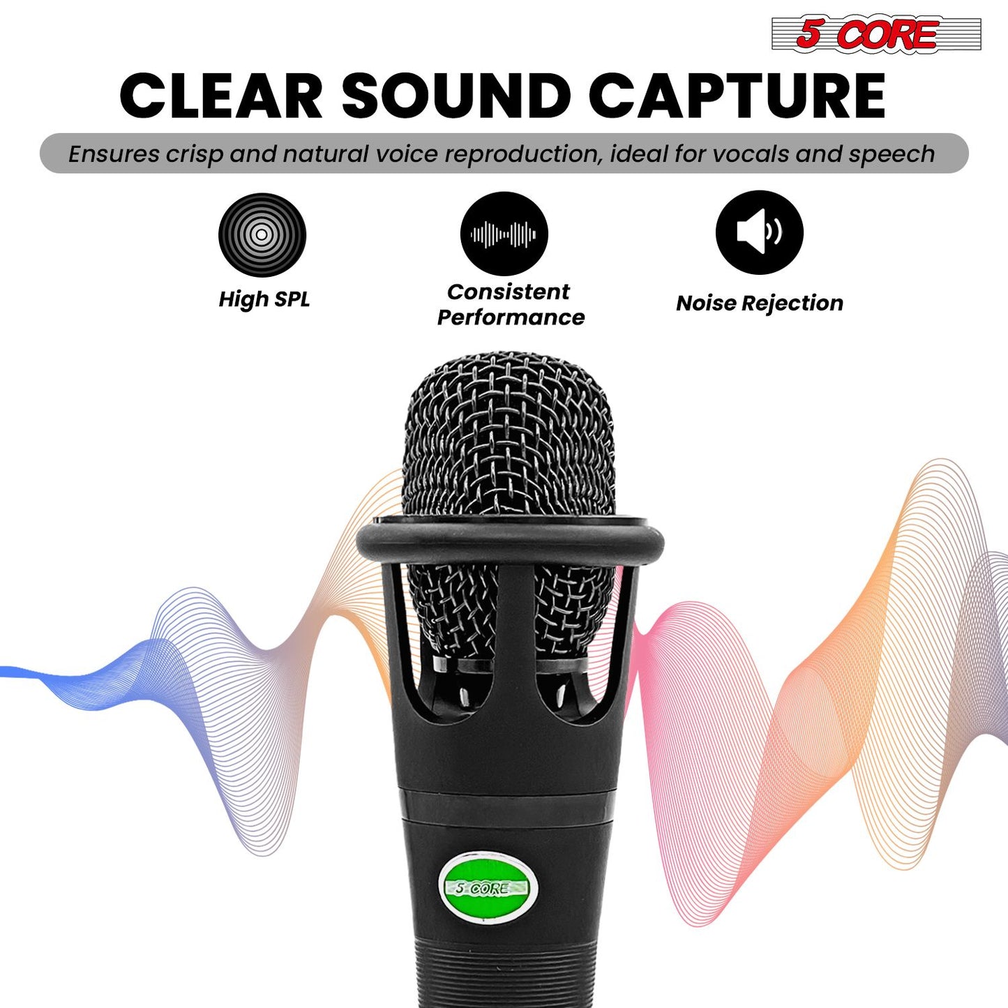 5 CORE XLR Dynamic Metal Mic Audio, Ideal for Singing, Captures Source Sound, Sturdy & Durable, Includes XLR Cable - MIC image 8