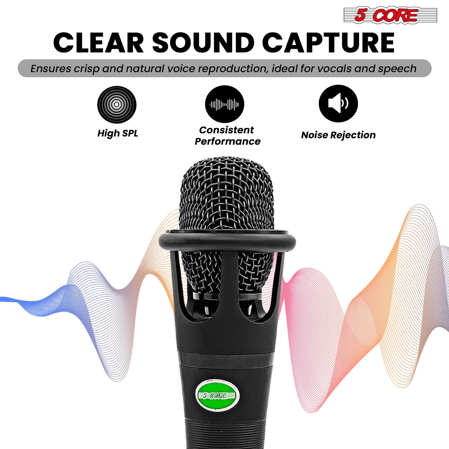 5 CORE XLR Dynamic Metal Mic Audio, Ideal for Singing, Captures Source Sound, Sturdy & Durable, Includes XLR Cable - MIC image 8