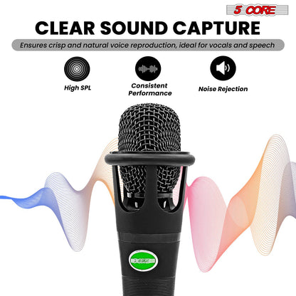 5 CORE XLR Dynamic Metal Mic Audio, Ideal for Singing, Captures Source Sound, Sturdy & Durable, Includes XLR Cable - MIC image 8