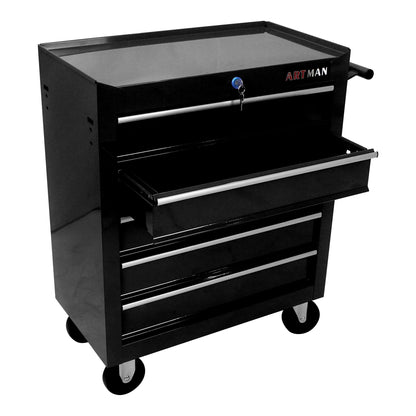 5 Drawer Tool Chest, Tool Storage Cabinet for Garage Storage with 4 Wheels and Locking System, BLACK image 9