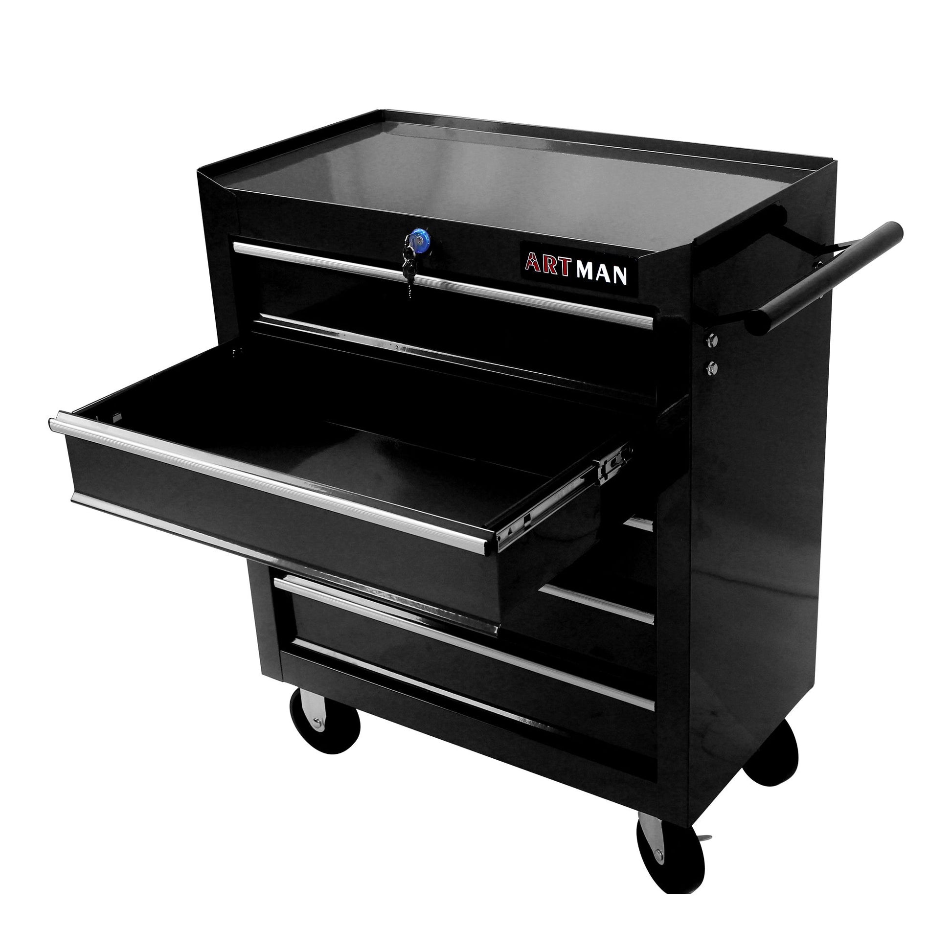 5 Drawer Tool Chest, Tool Storage Cabinet for Garage Storage with 4 Wheels and Locking System, BLACK image 8
