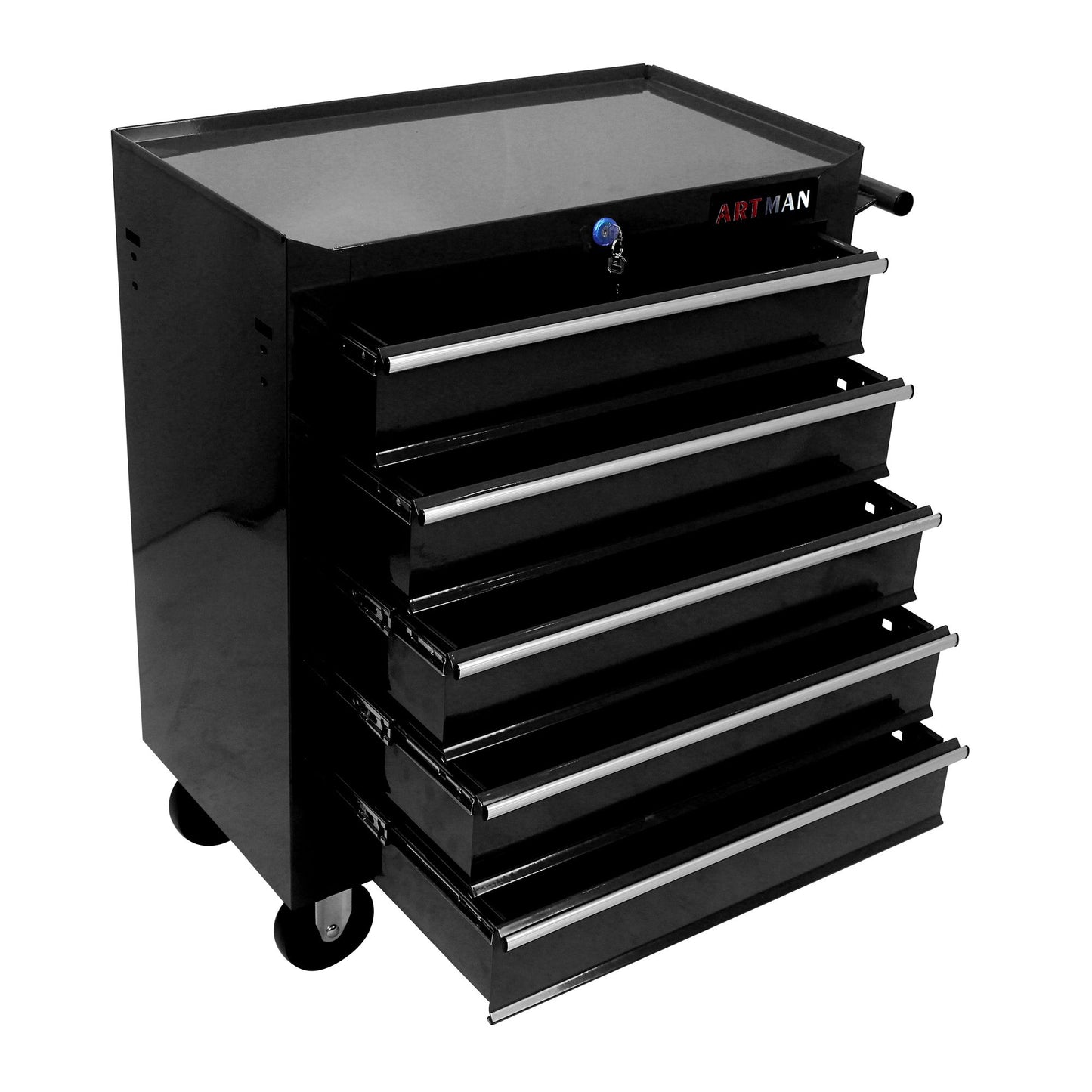 5 Drawer Tool Chest, Tool Storage Cabinet for Garage Storage with 4 Wheels and Locking System, BLACK image 6