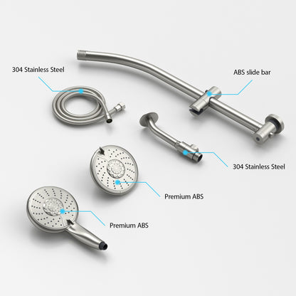 5-Inch 5-Function Wall mount High Pressure Rainfall ABS Dual Round Shower Head with Handheld Combo 304 Stainless Steel S image 9