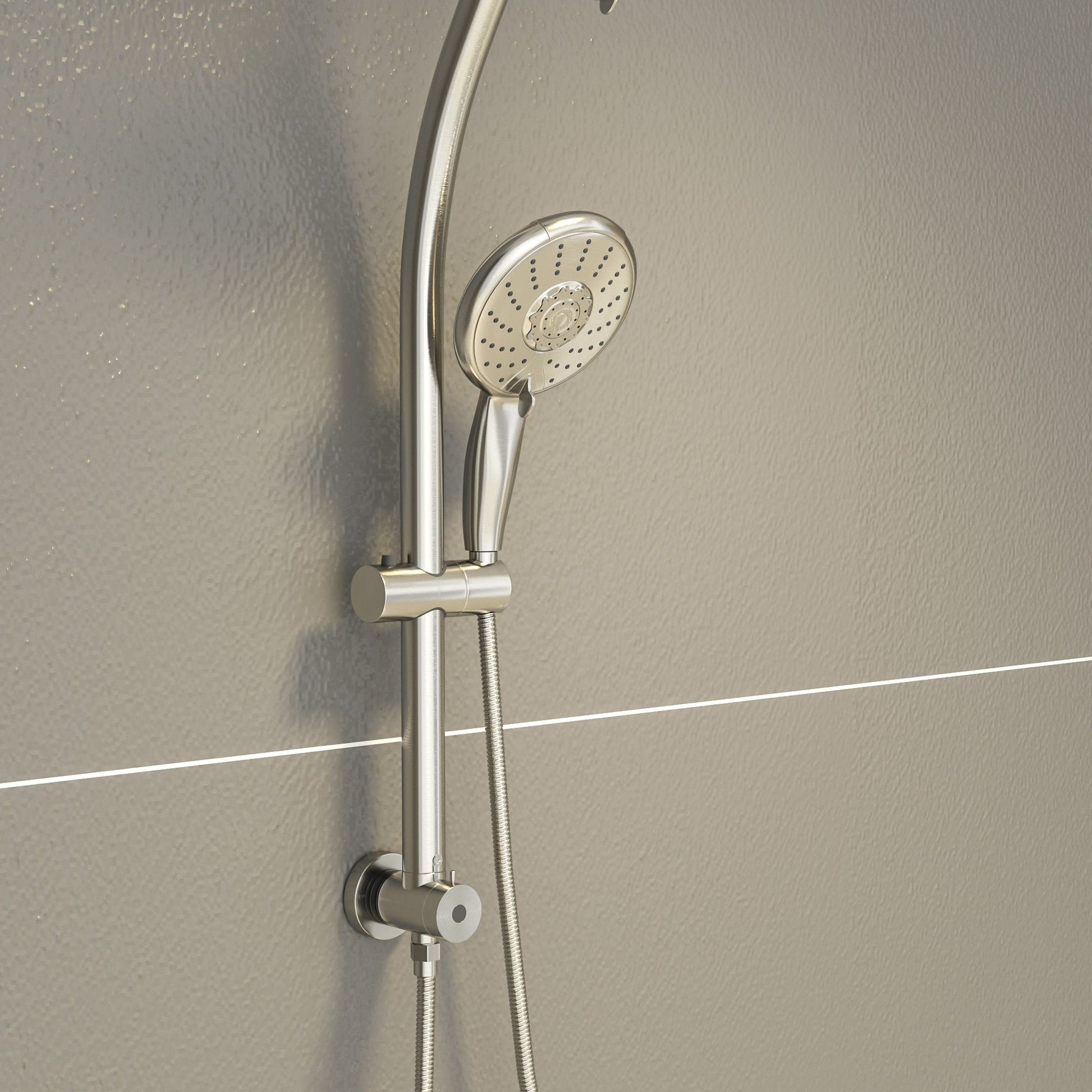 5-Inch 5-Function Wall mount High Pressure Rainfall ABS Dual Round Shower Head with Handheld Combo 304 Stainless Steel S image 4